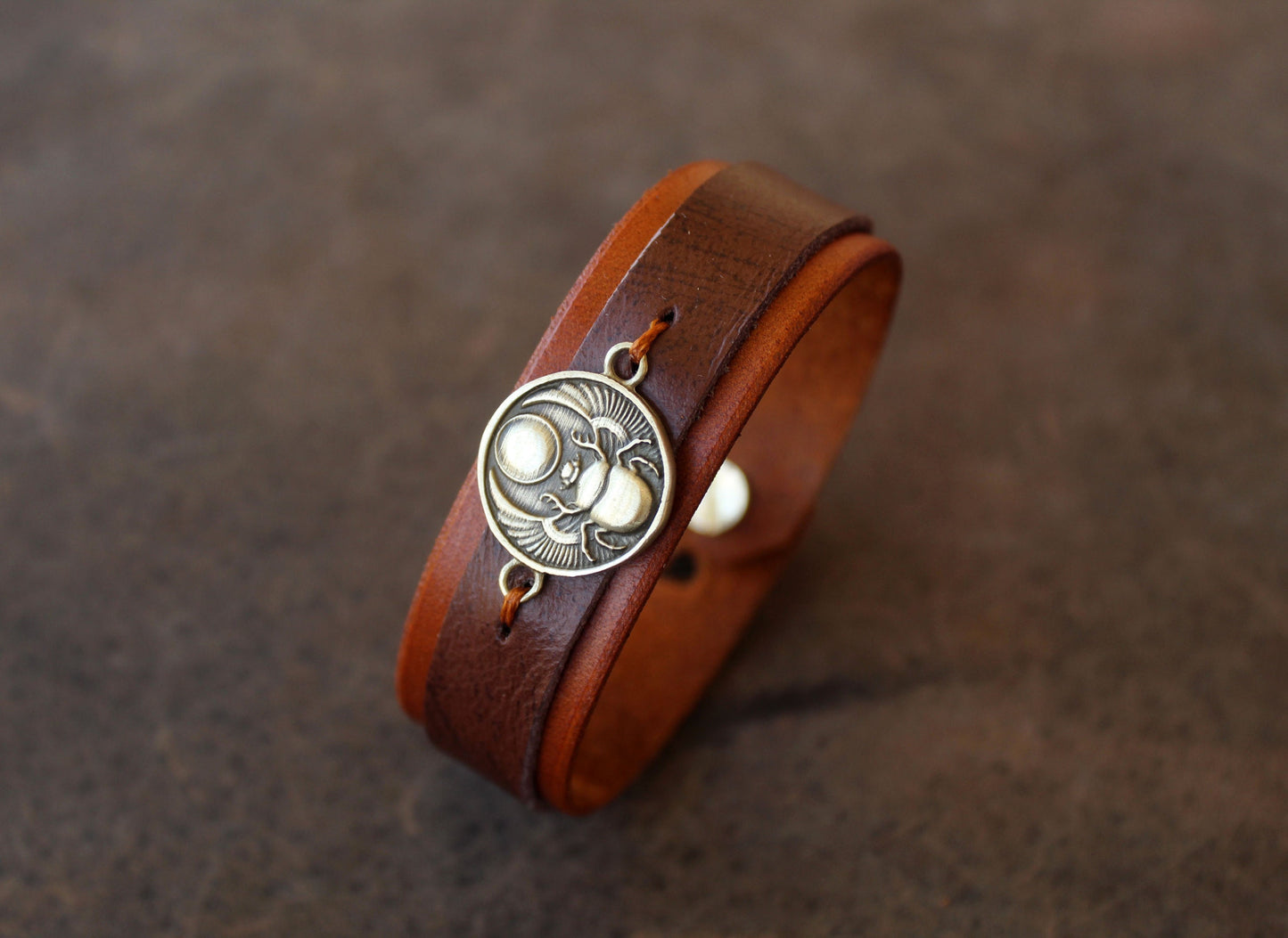 Scarab Leather Bracelet