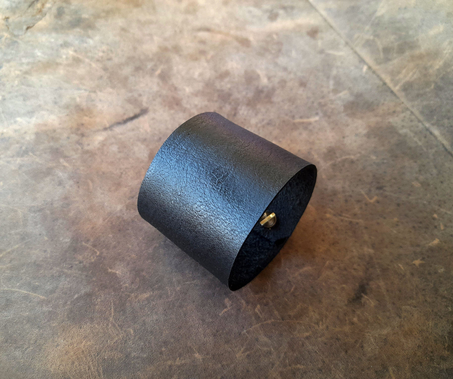 Extra Wide Black Leather Cuff