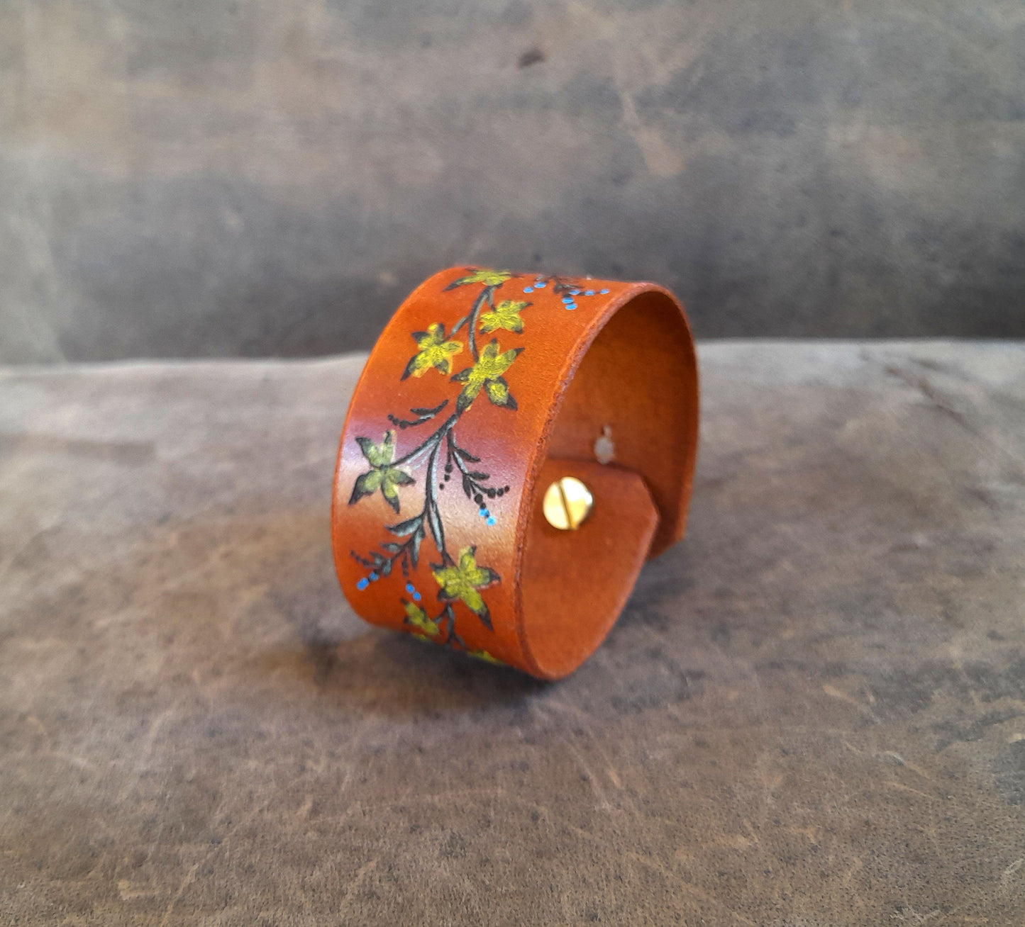 Maple Branch Leather Cuff Bracelet