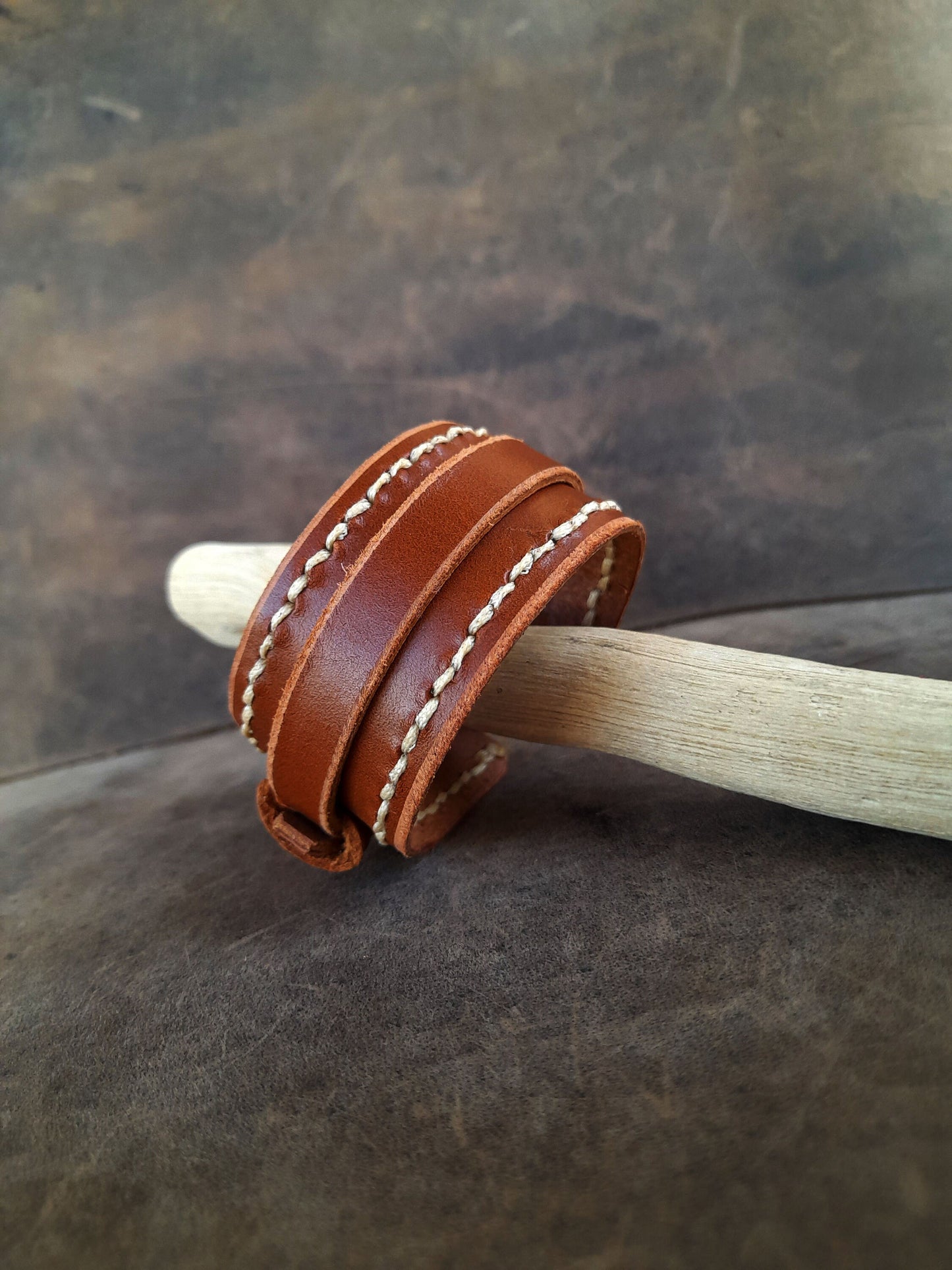 Wide Brown Leather Cuff Bracelet