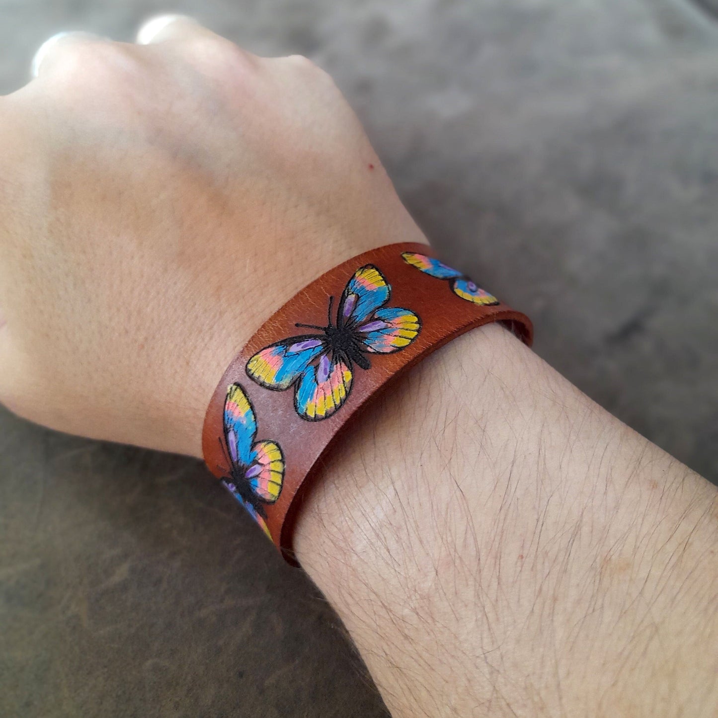 Pride Butterfly Leather Bracelet