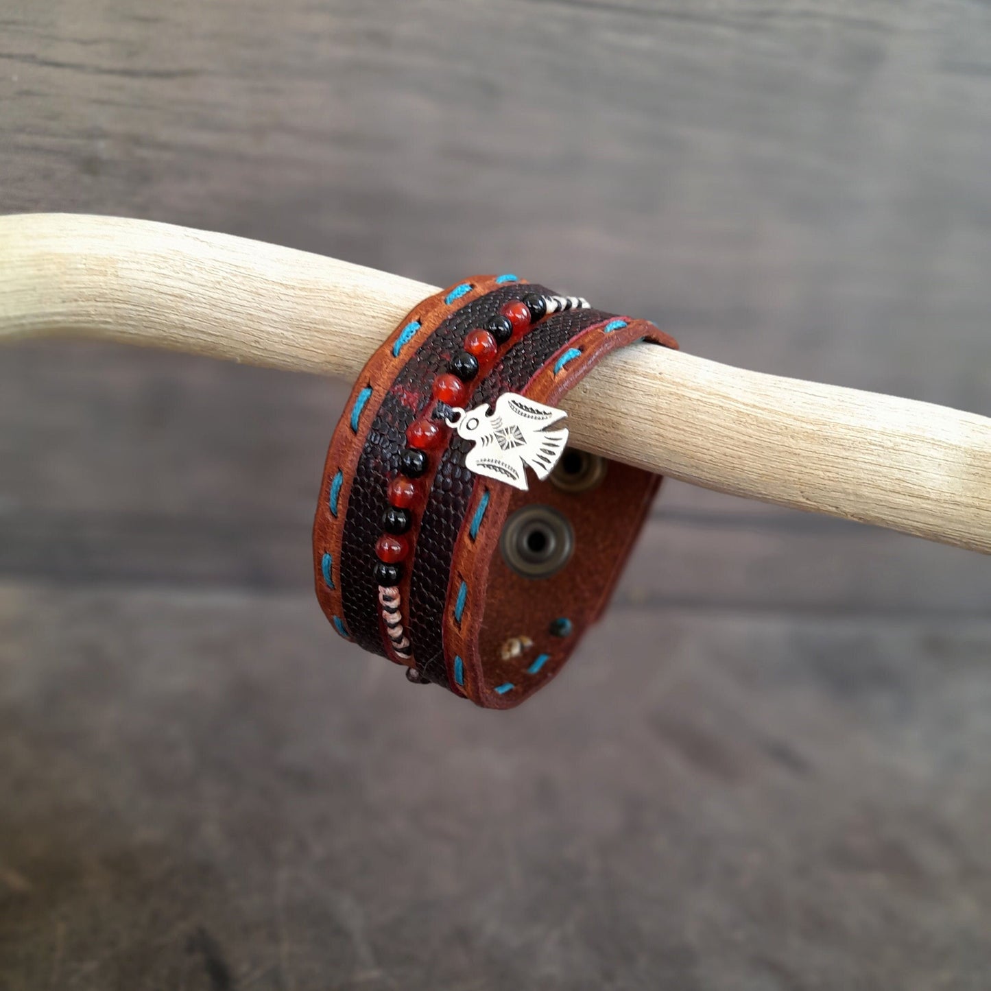 Thunderbird Ethnic Leather Bracelet