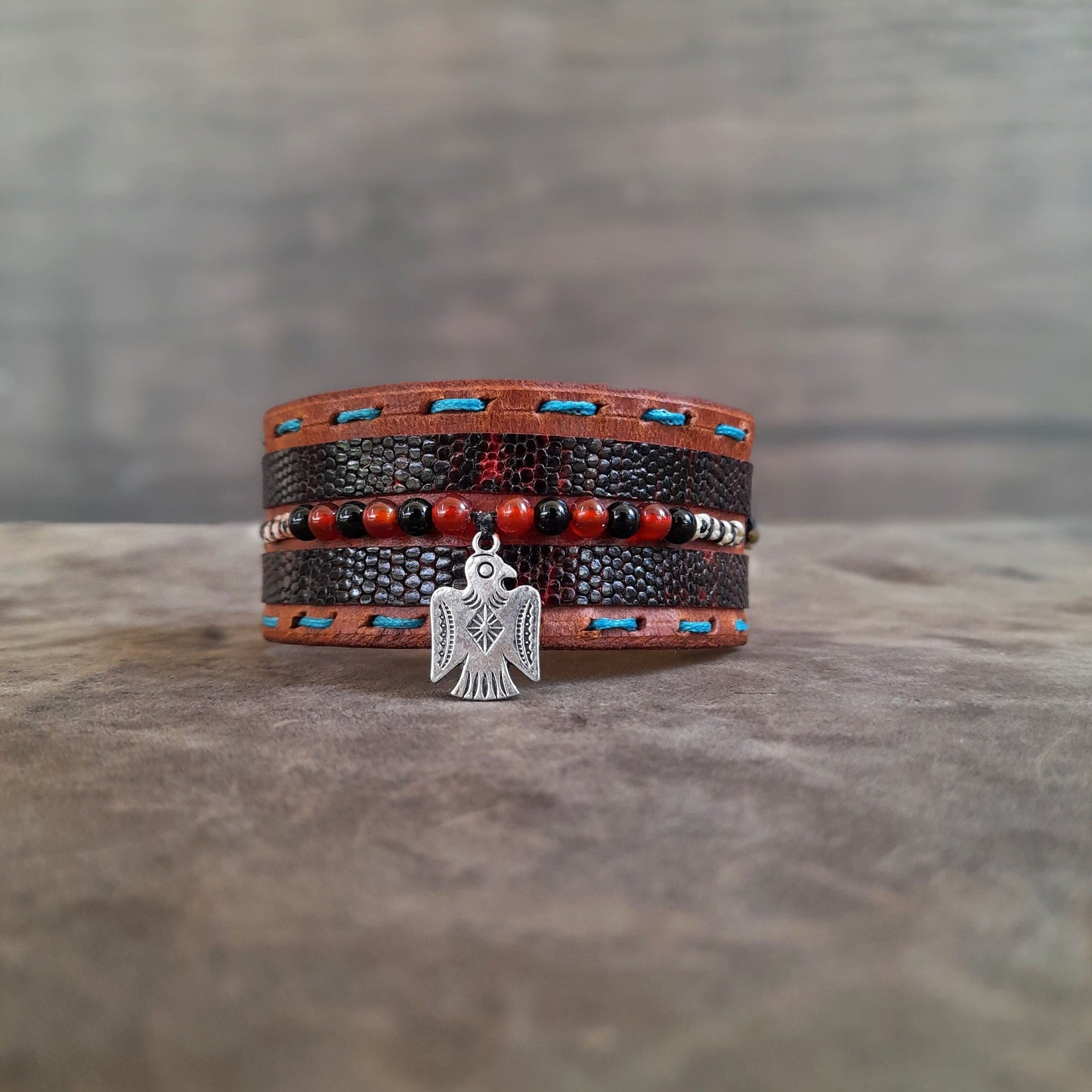 Thunderbird Ethnic Leather Bracelet