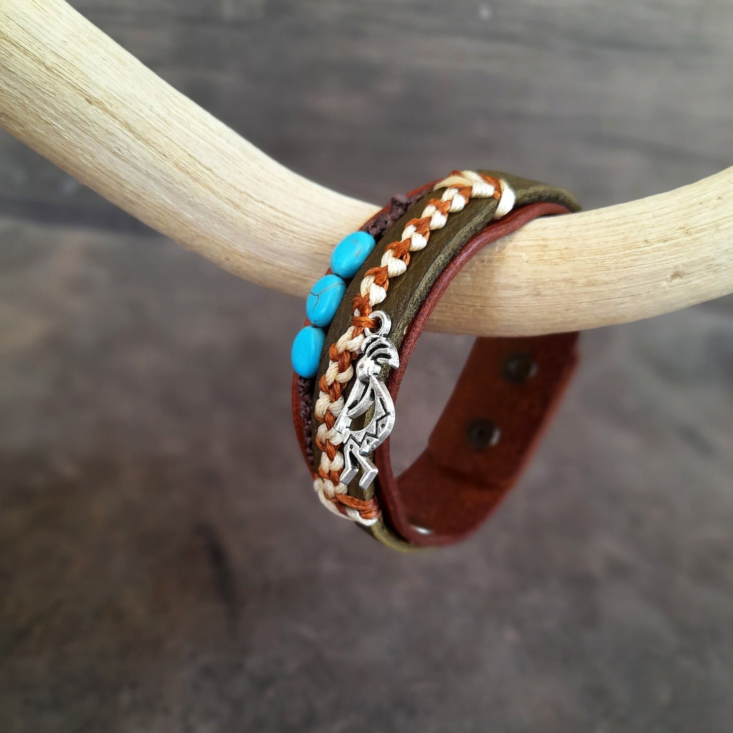 Multistrand Kokopelli Charm Leather Bracelet