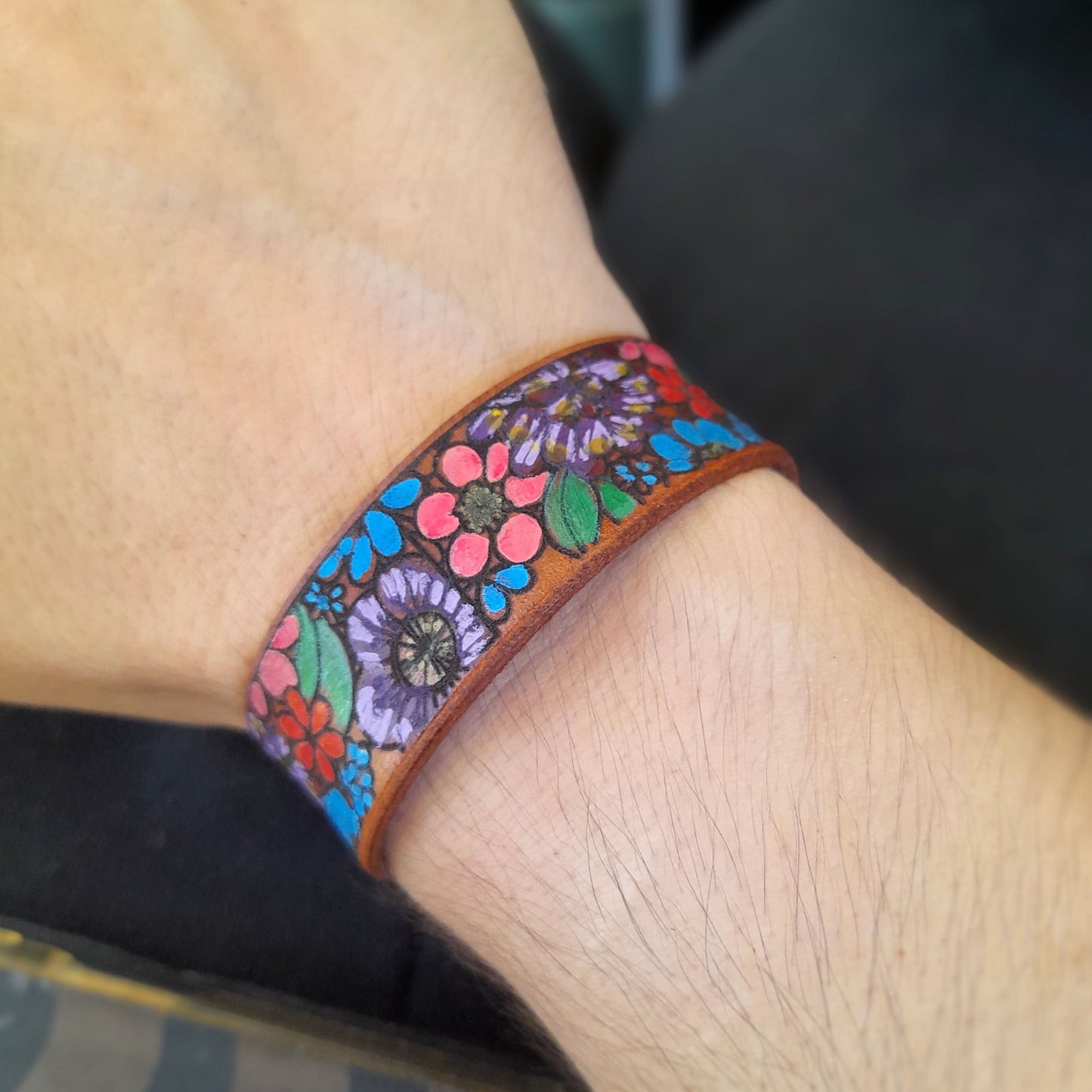 Hand Painted Flowers Bracelet