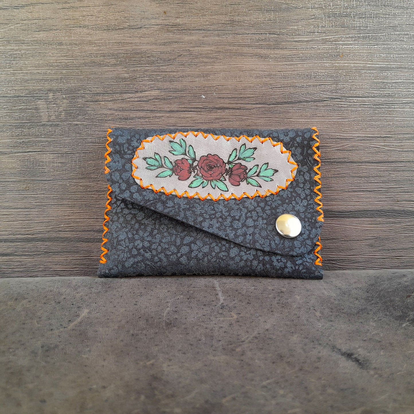 Floral Print Mini Suede Leather Purse