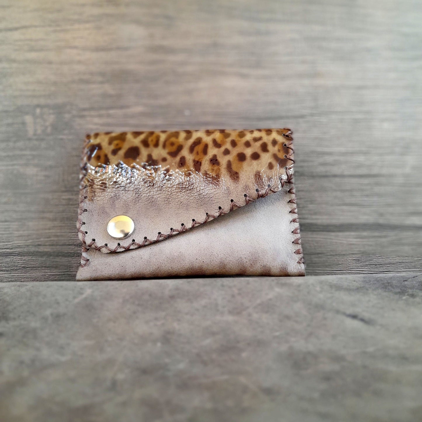 Glossy Leopard Print Leather Wallet