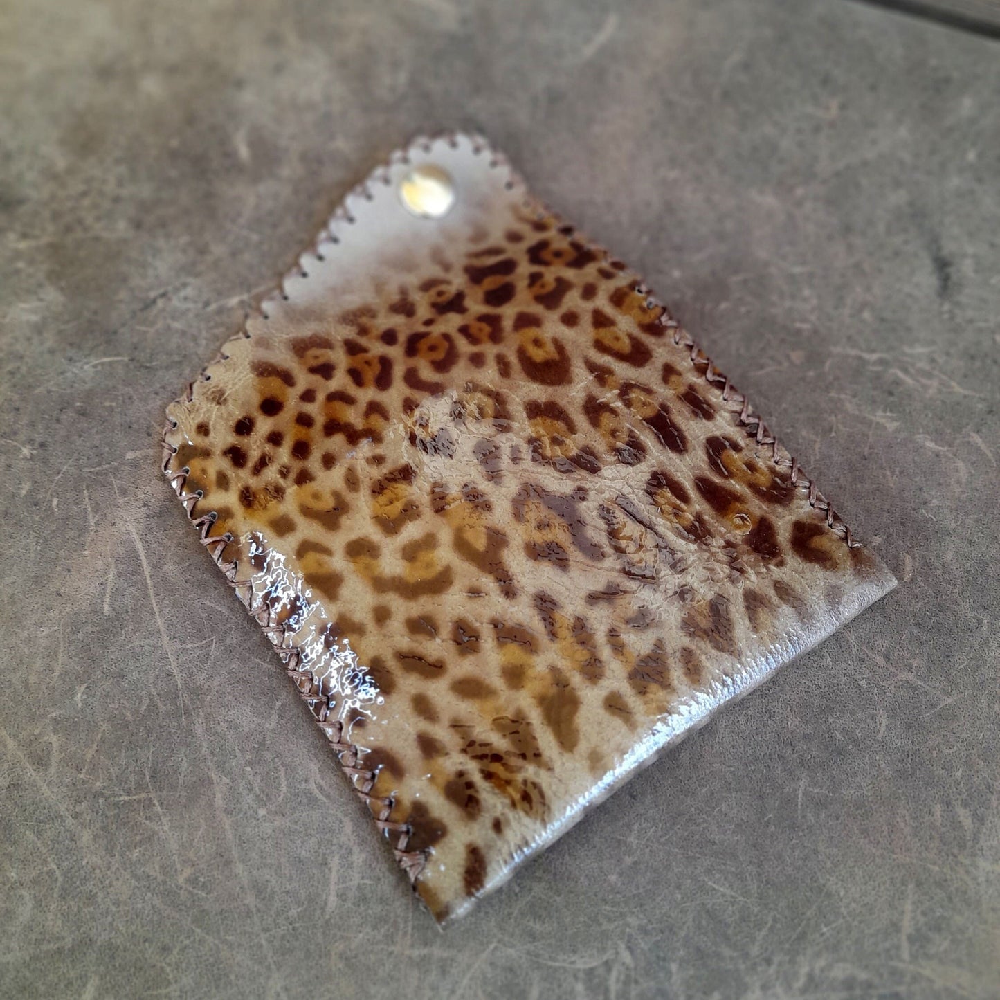 Glossy Leopard Print Leather Wallet