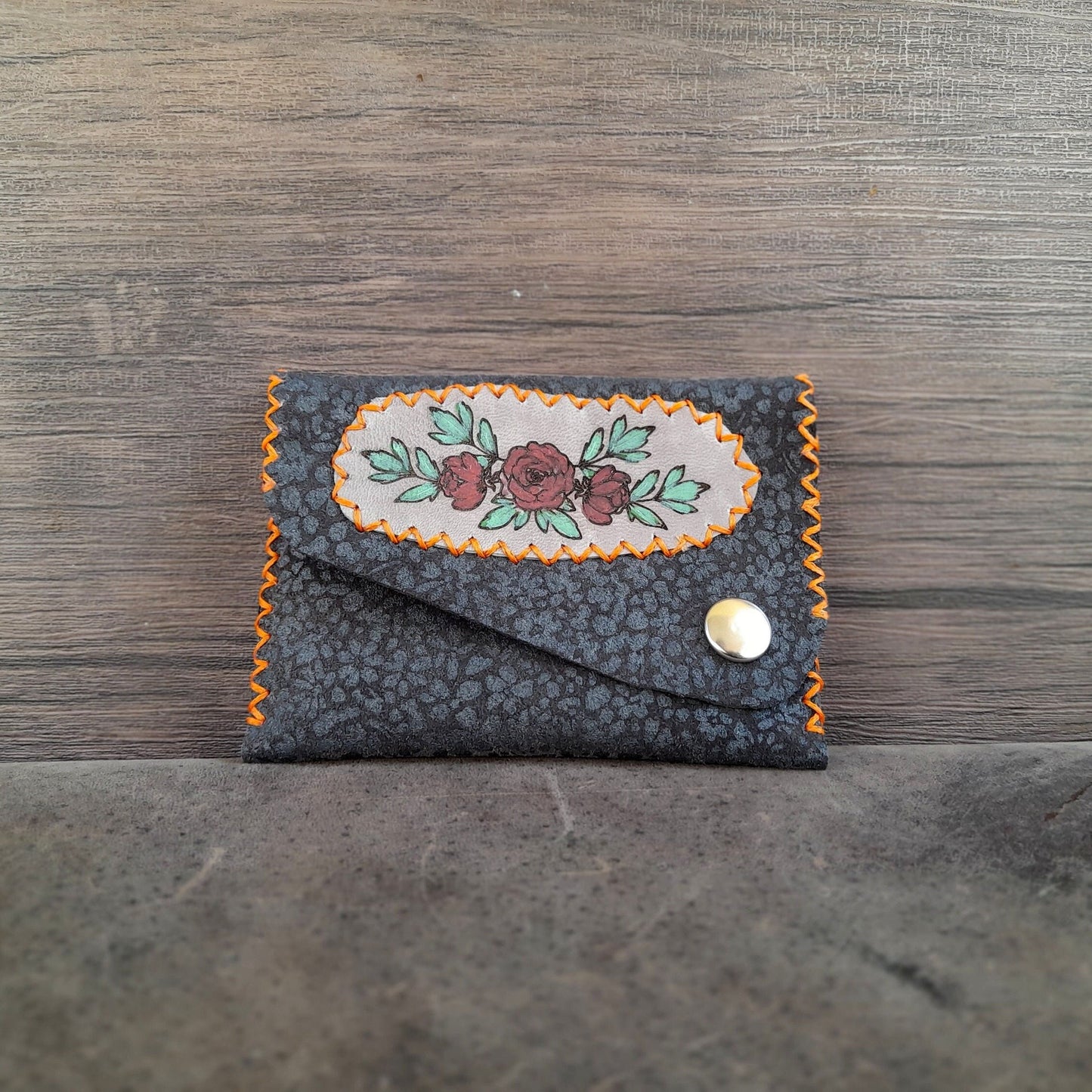 Floral Print Mini Suede Leather Purse