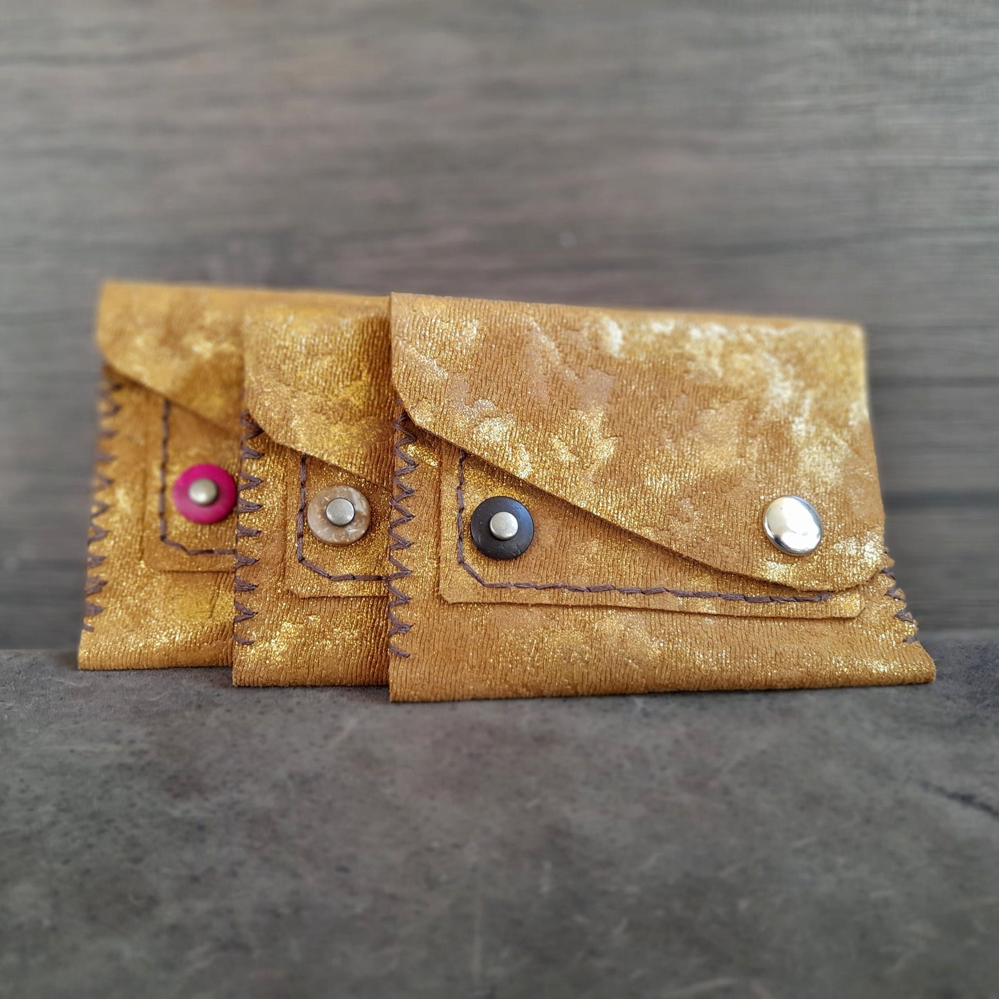 Gold Leather Mini Wallet