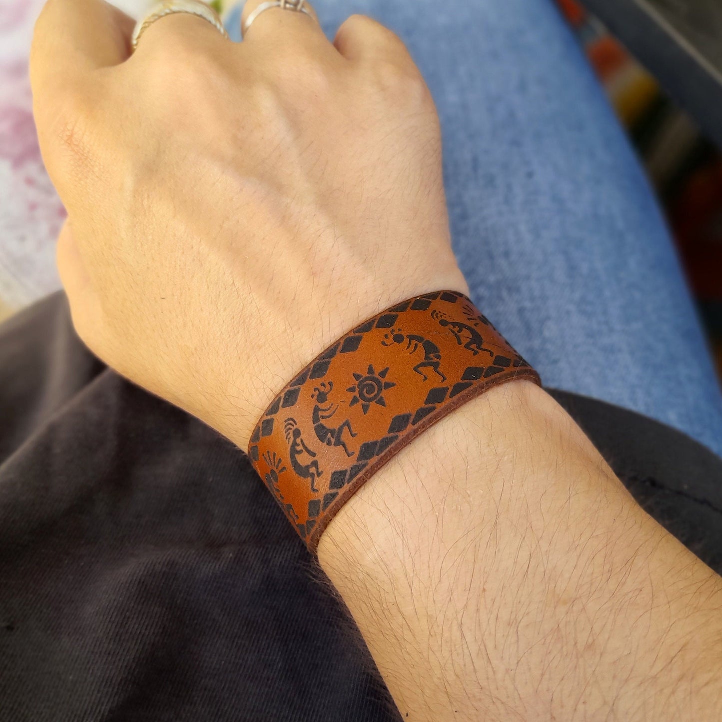 Kokopelli Leather Bracelet