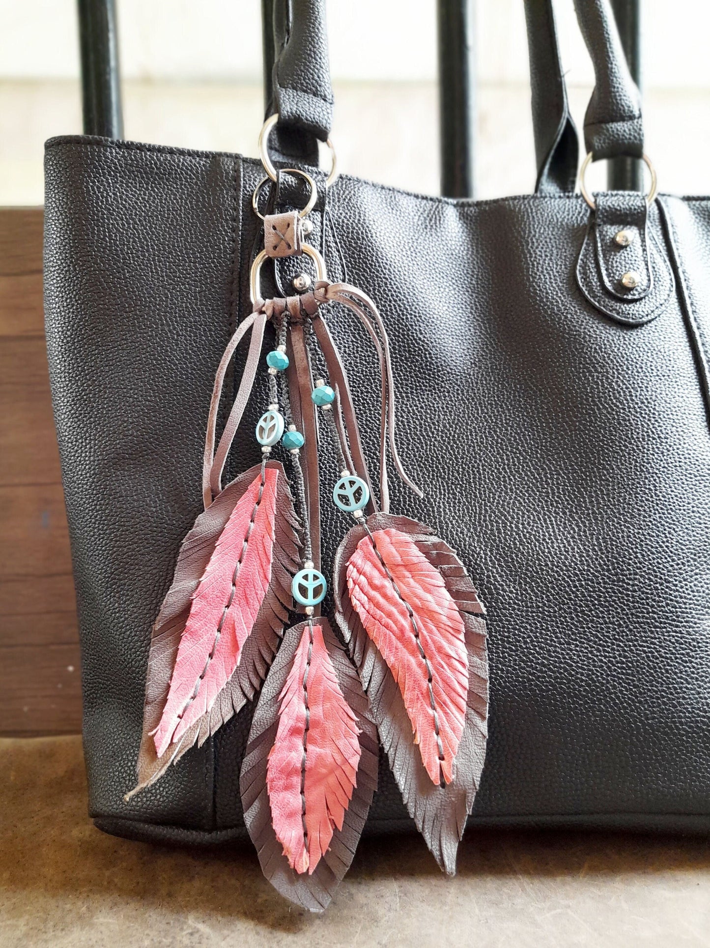 Triple Feather Purse Charm