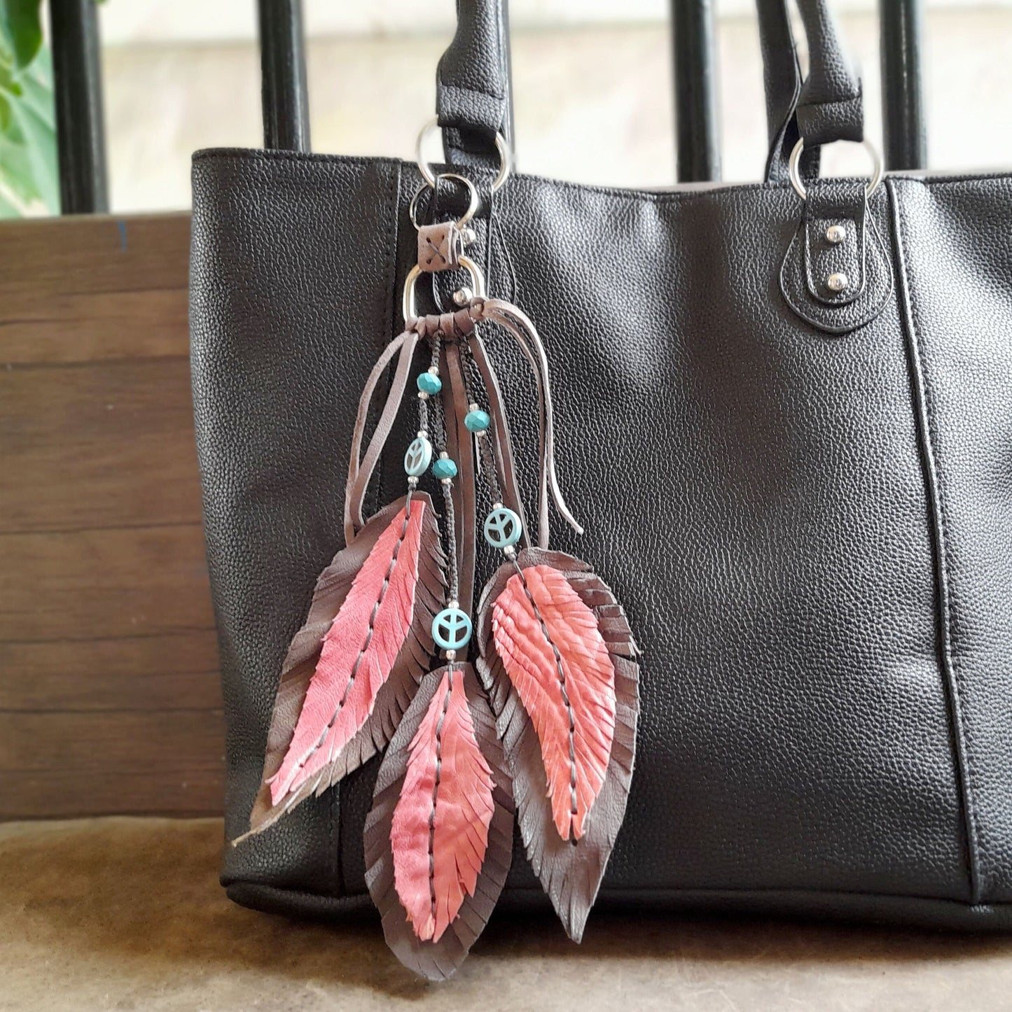 Triple Feather Purse Charm