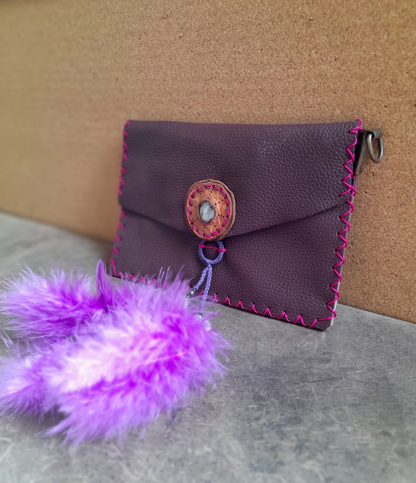 Labradorite Purple Leather Purse