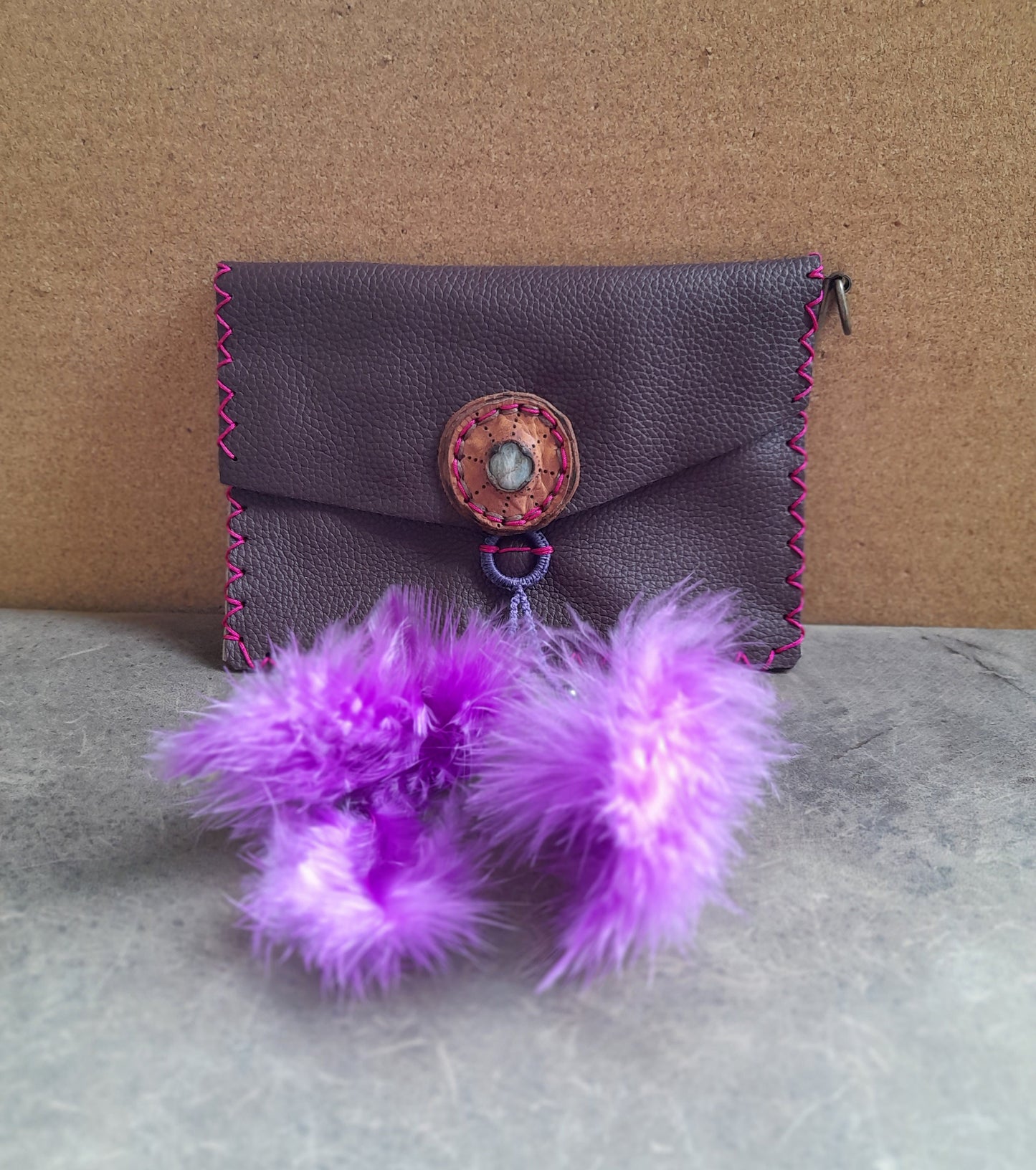 Labradorite Purple Leather Purse