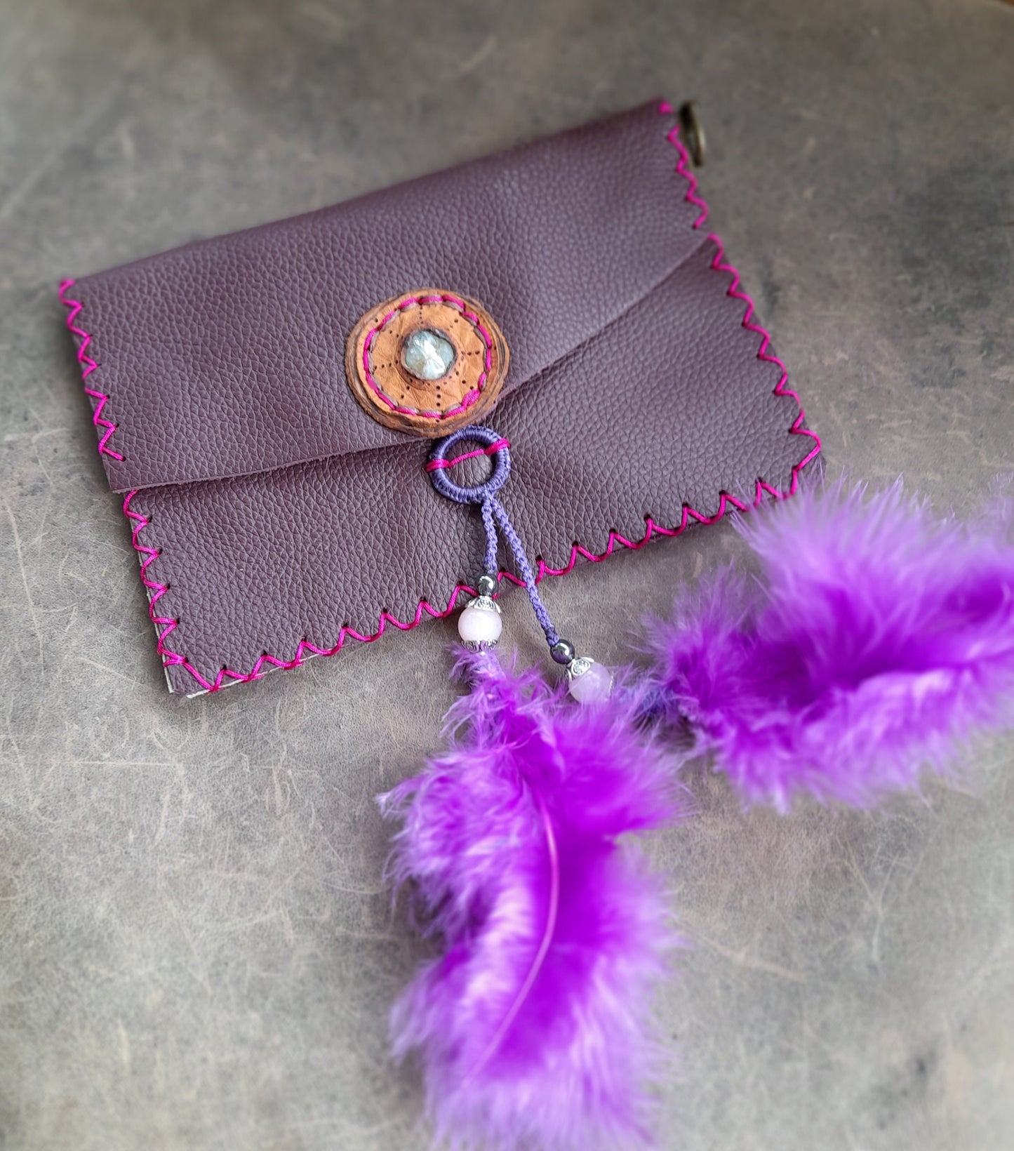 Labradorite Purple Leather Purse