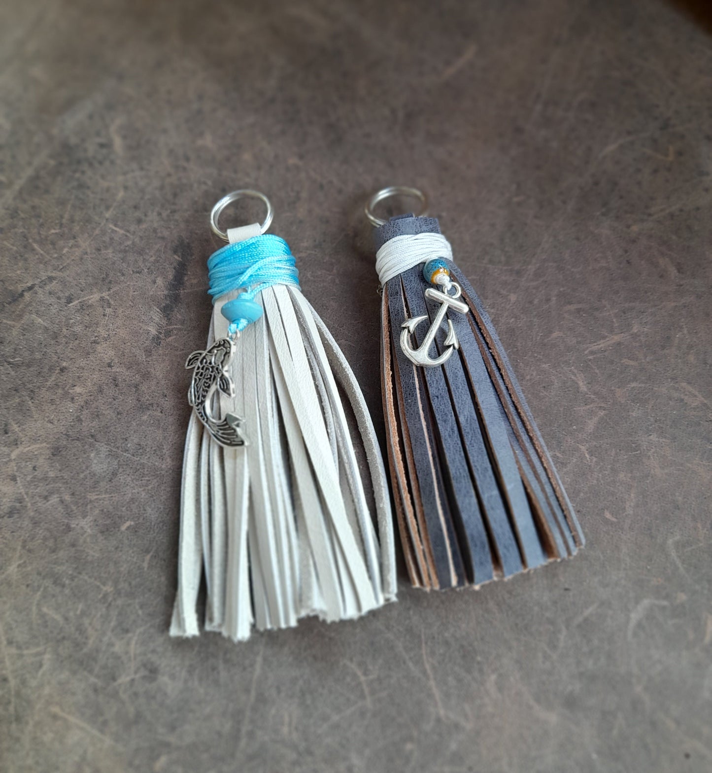 Nautical Leather Tassel Keychains