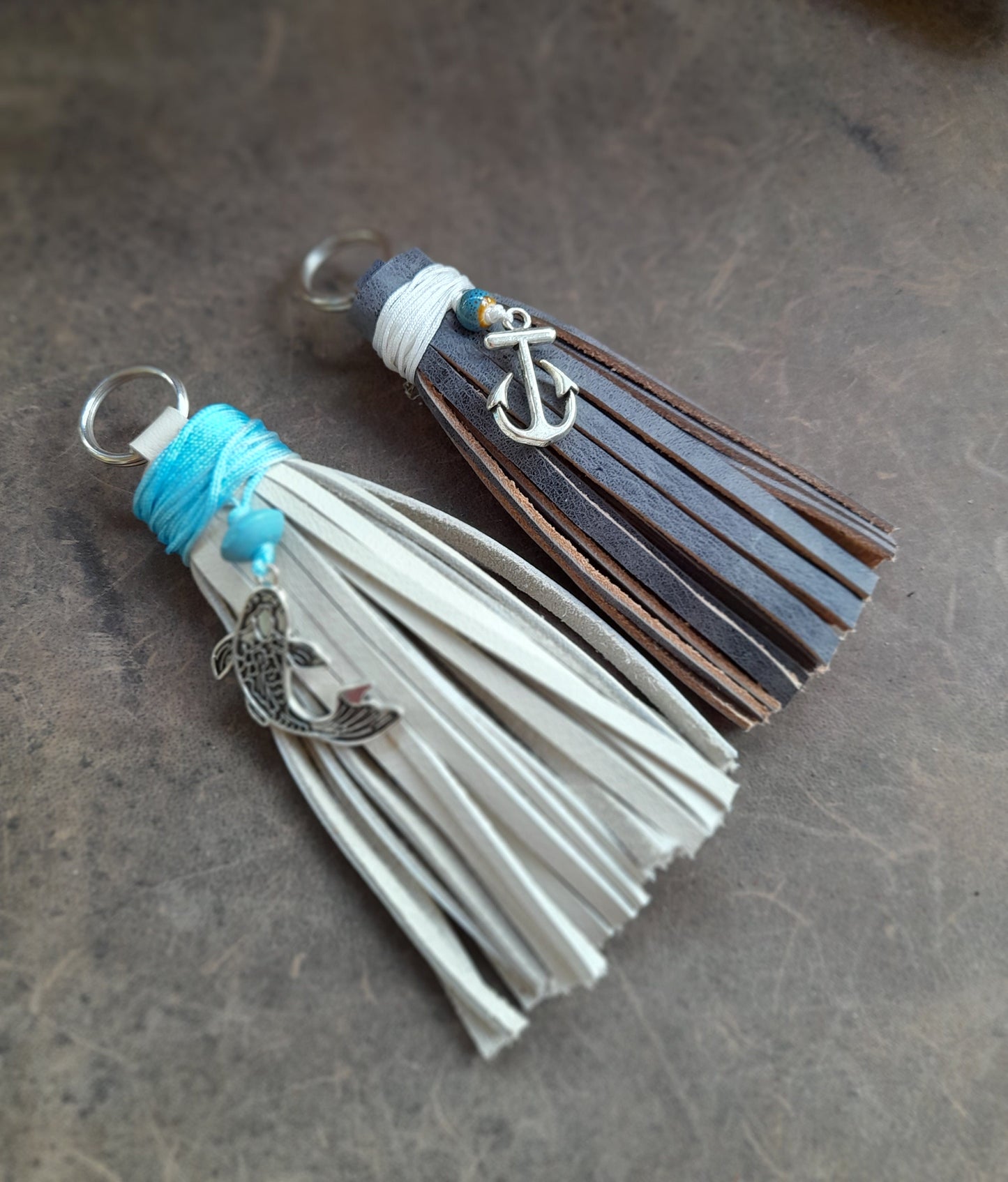 Nautical Leather Tassel Keychains