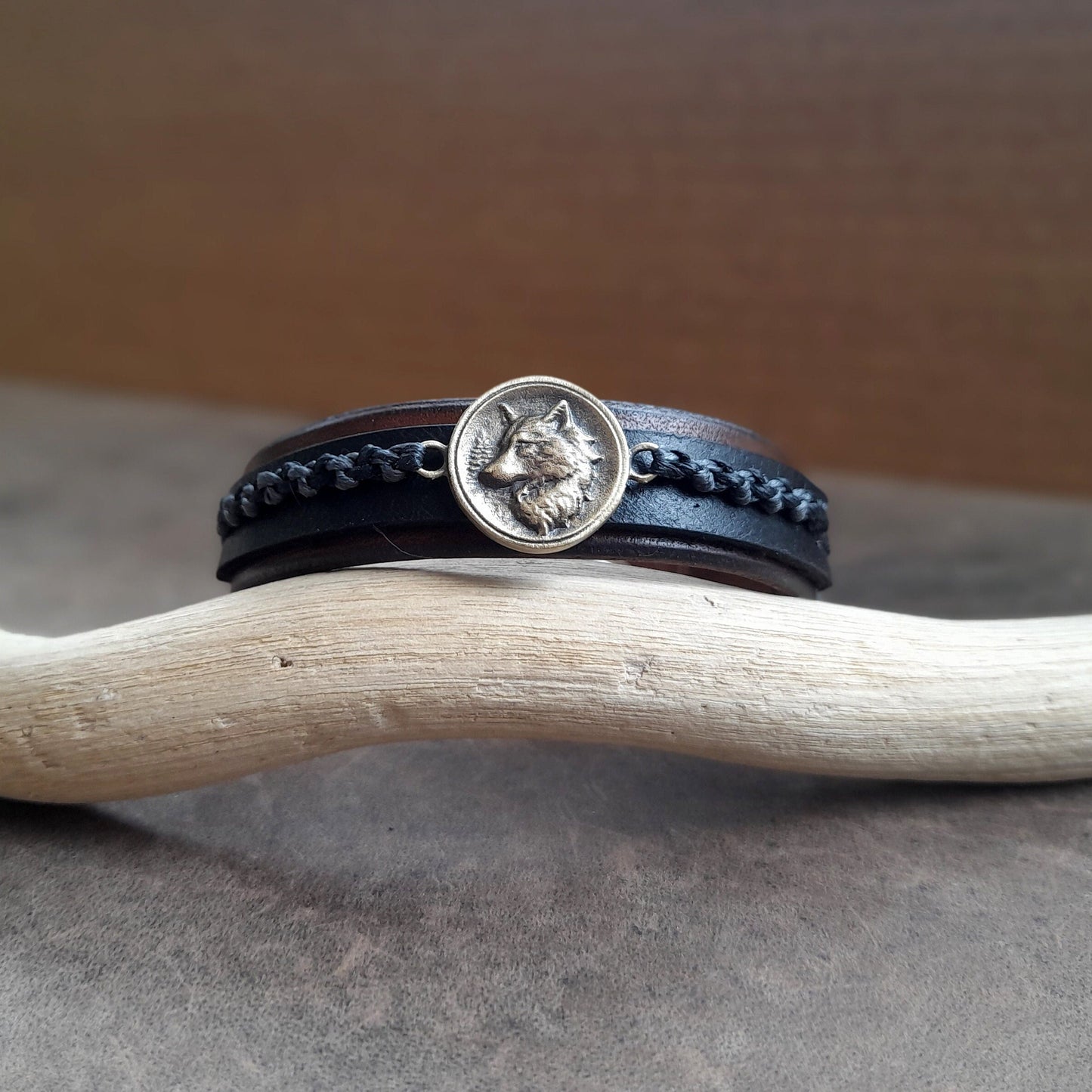 Great Nordic Wolf Leather Bracelet