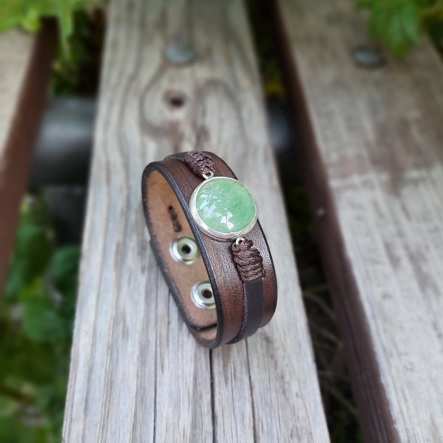 Large Natural Green Aventurine Bracelet, Silver 925