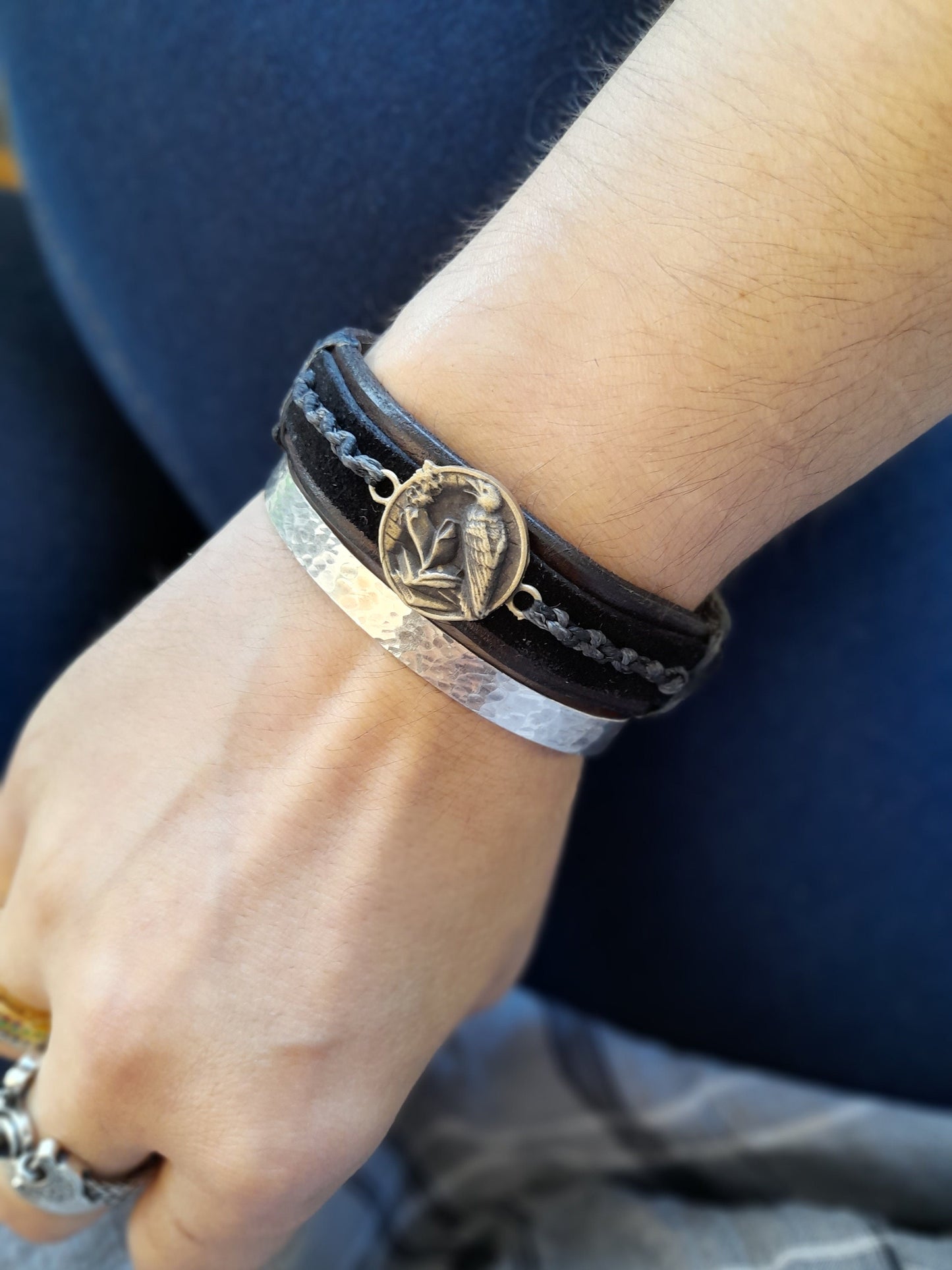 Earthy Black Raven Leather Bracelet