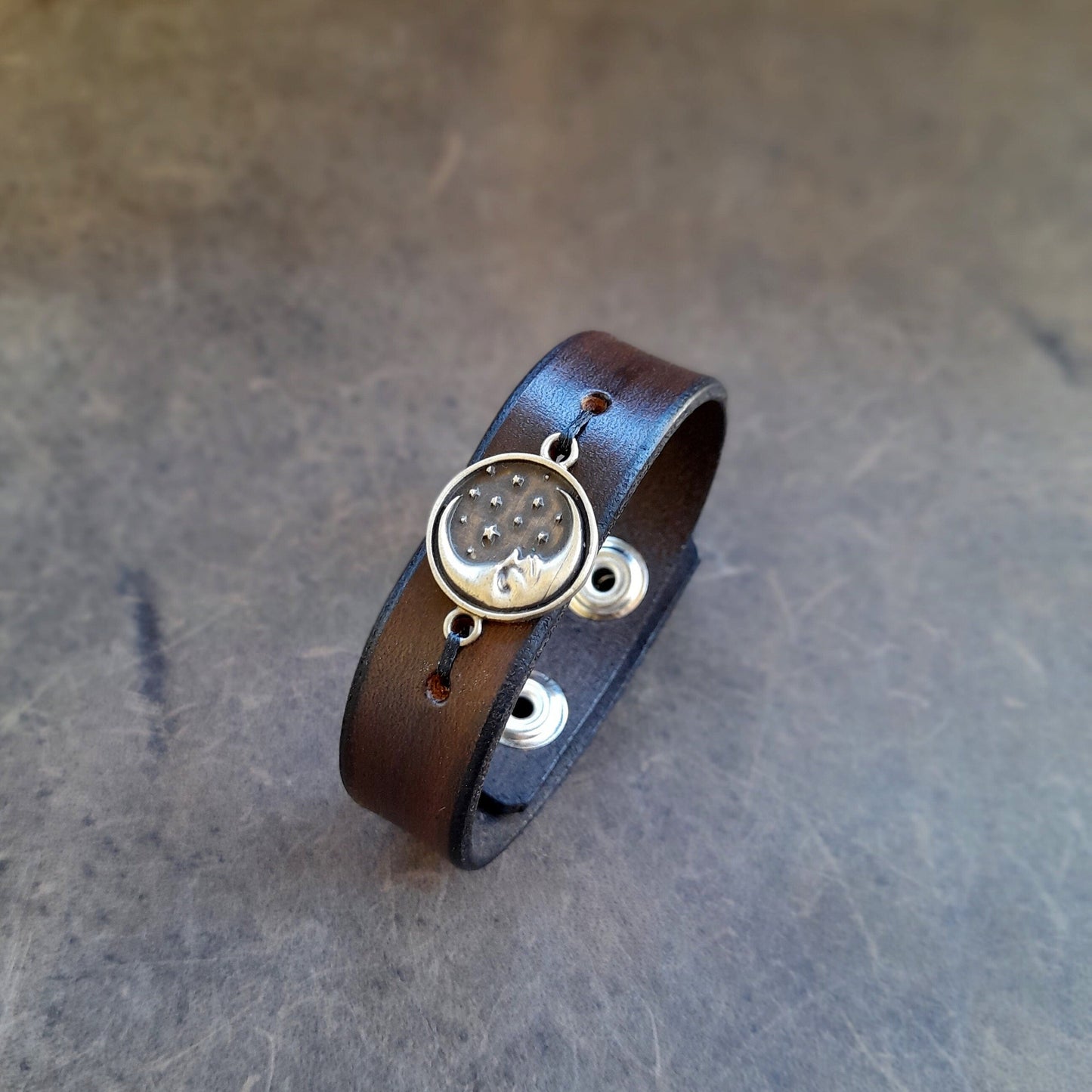 Crescent Moon Leather Bracelet