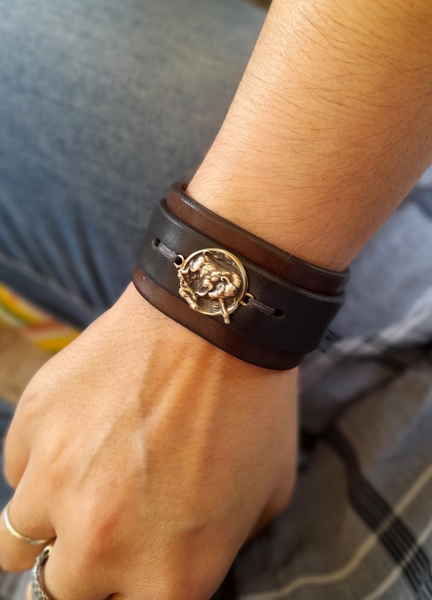 Bull Leather Cuff, Gift for Taurus