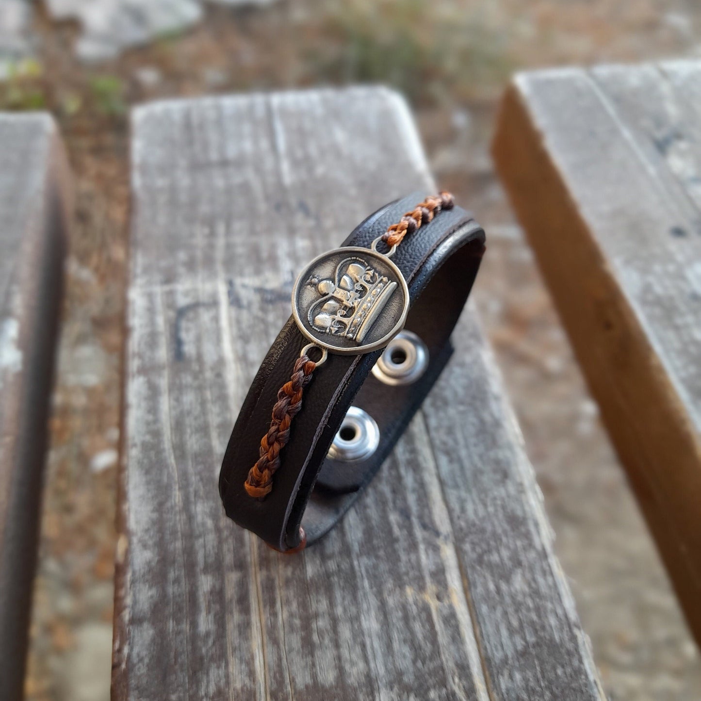 King Crown Leather Bracelet