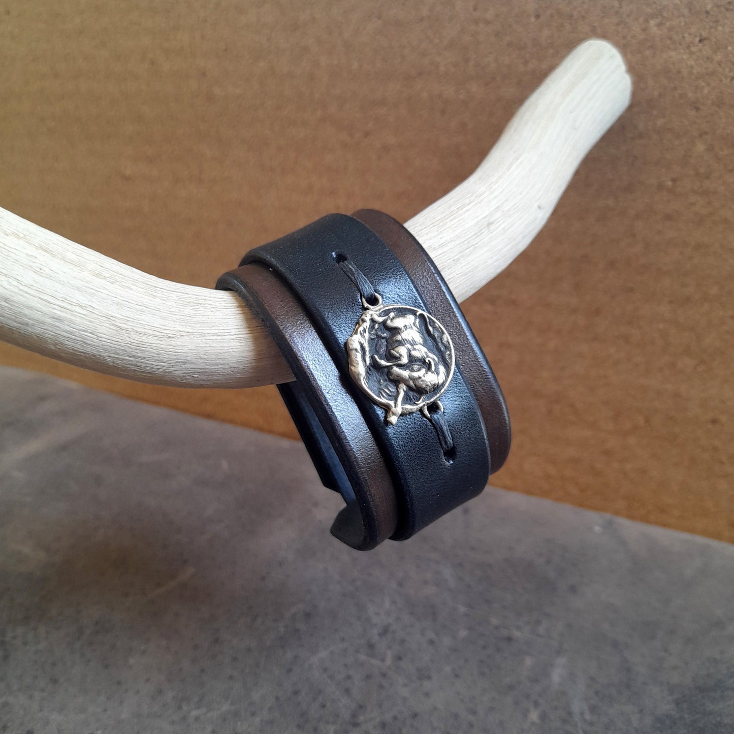 Bull Leather Cuff, Gift for Taurus