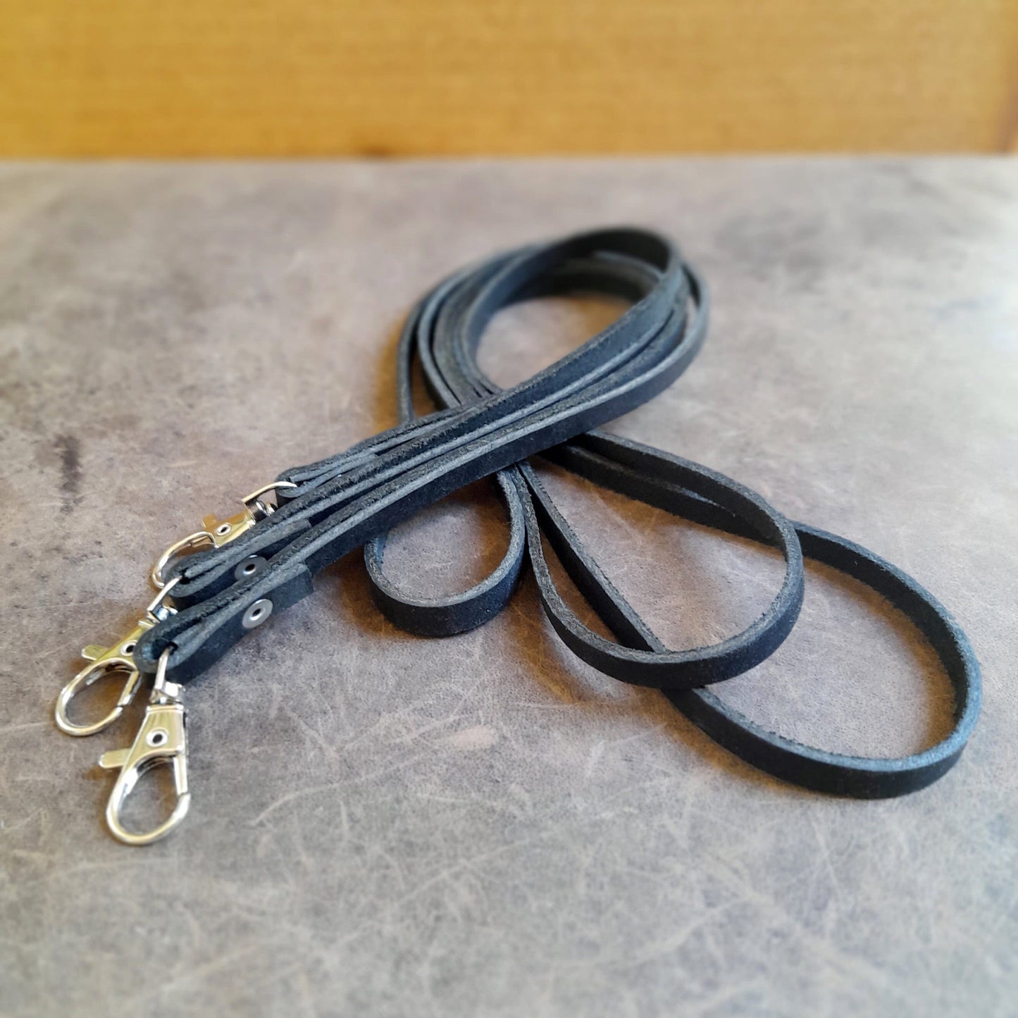 Black Leather Lanyard