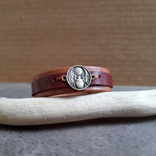 Scarab Leather Bracelet