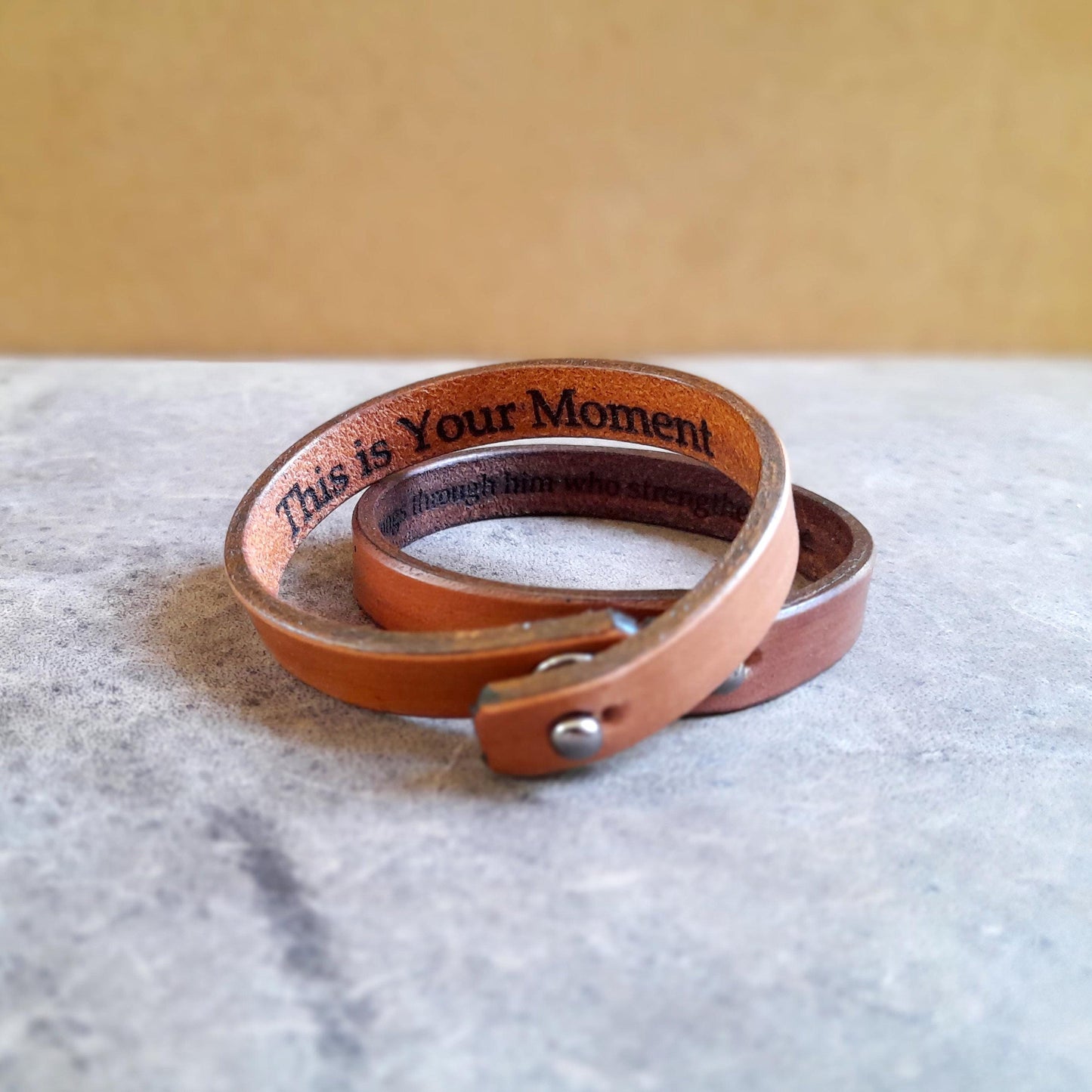 Thin Leather Bangle with Your Text