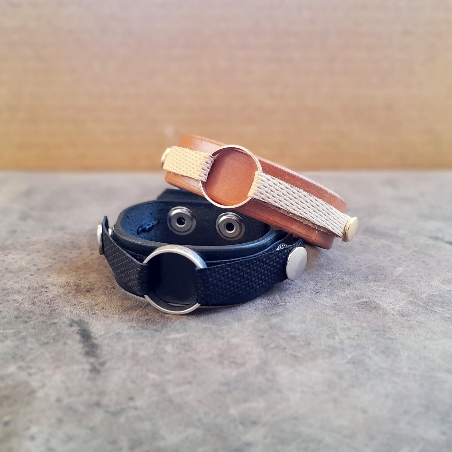 Handmade Adjustable Leather Ringholder Bracelet