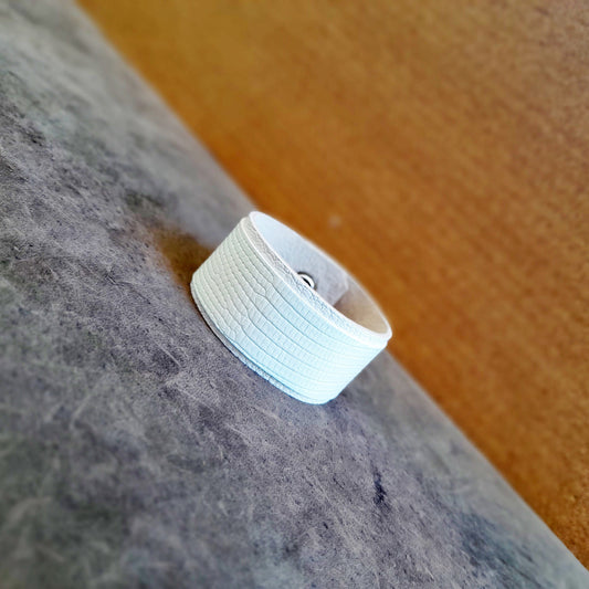 Unisex All White Leather Cuff Bracelet