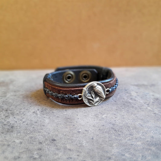 Earthy Black Raven Leather Bracelet