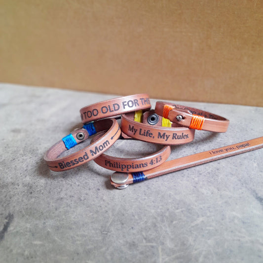 Colorful Custom Text Leather Bracelet