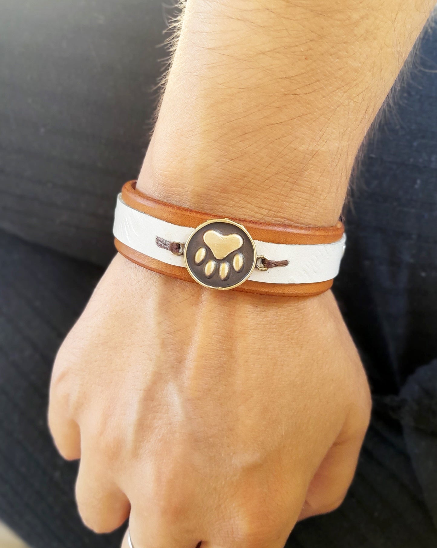 Dog Memorial Leather Bracelet