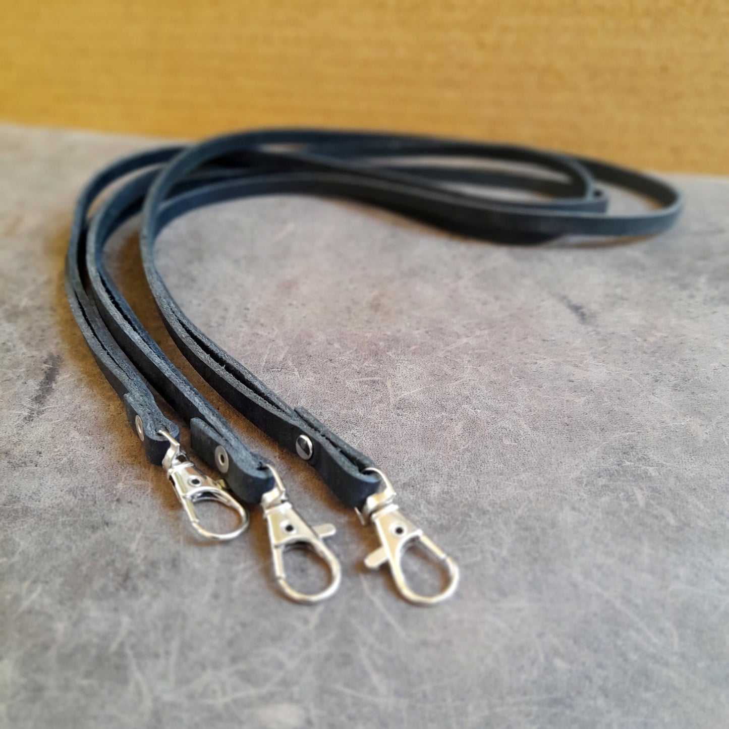 Black Leather Lanyard