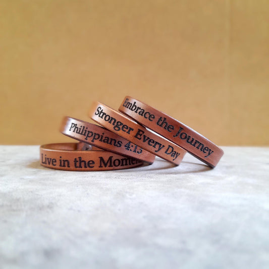 Thin Leather Bangle with Your Text