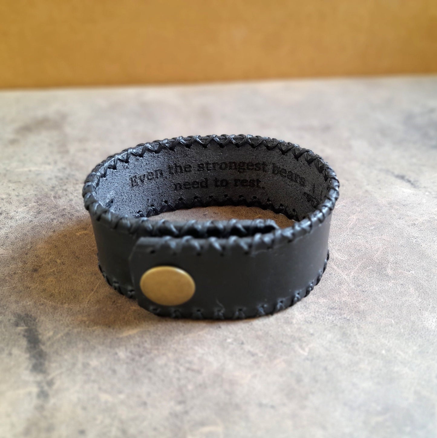 Bear Leather Cuff for Men, Spirit Animal Bracelet