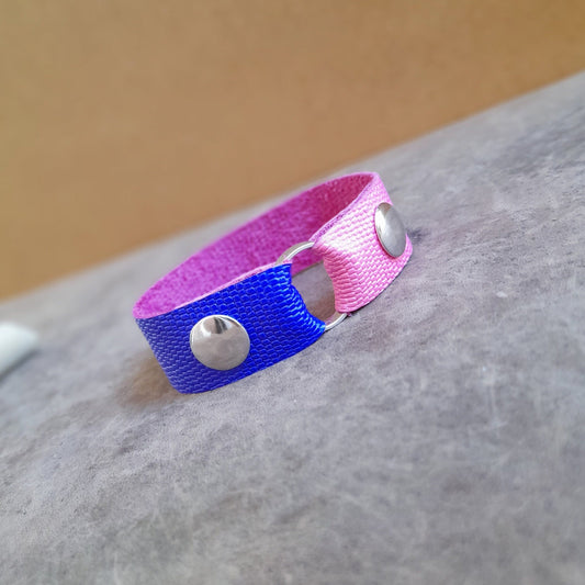 Pink Blue Ombre Ring Holder Leather Bracelet