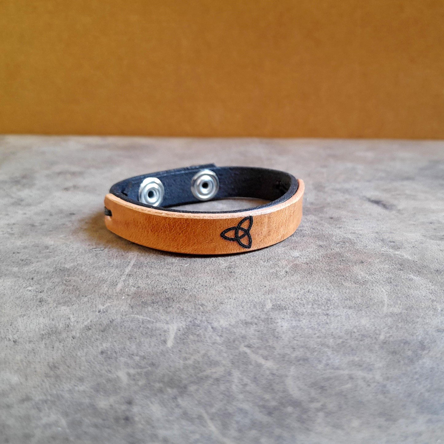 Minimalist Triquetra Leather Bracelet