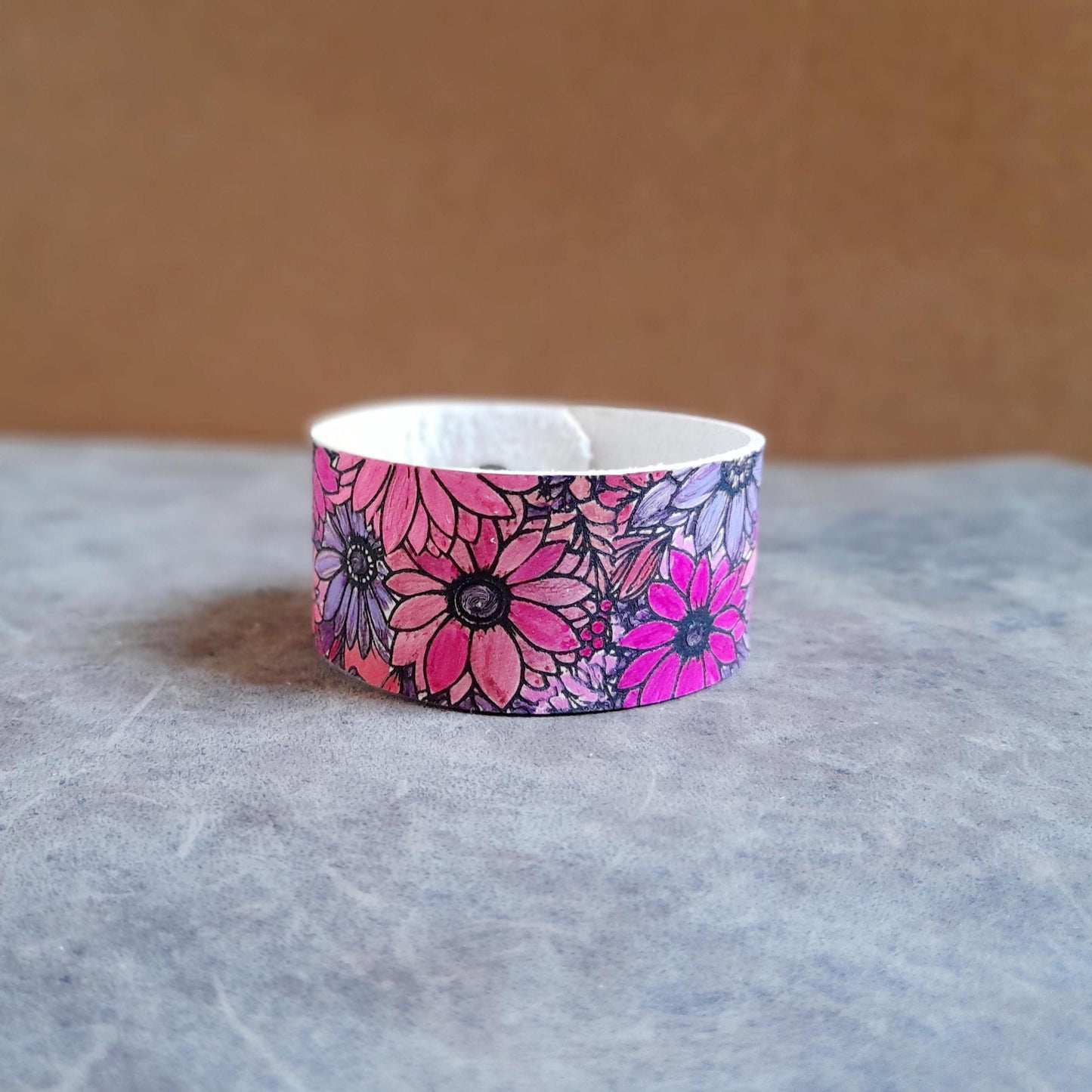 All Pink Leather Floral Cuff