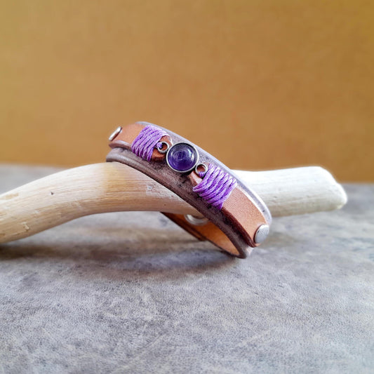 Amethyst Leather Bracelet