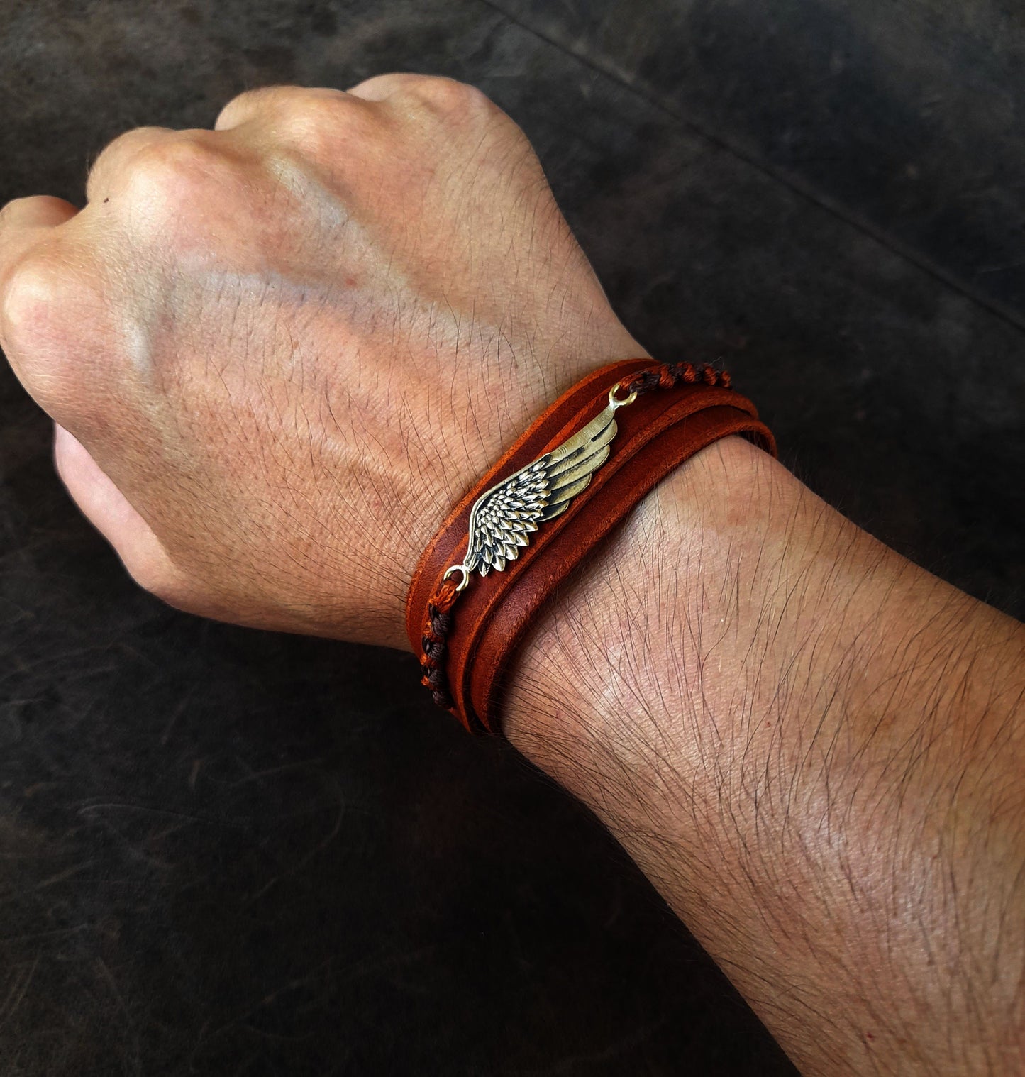 Angel Wing Leather Bracelet