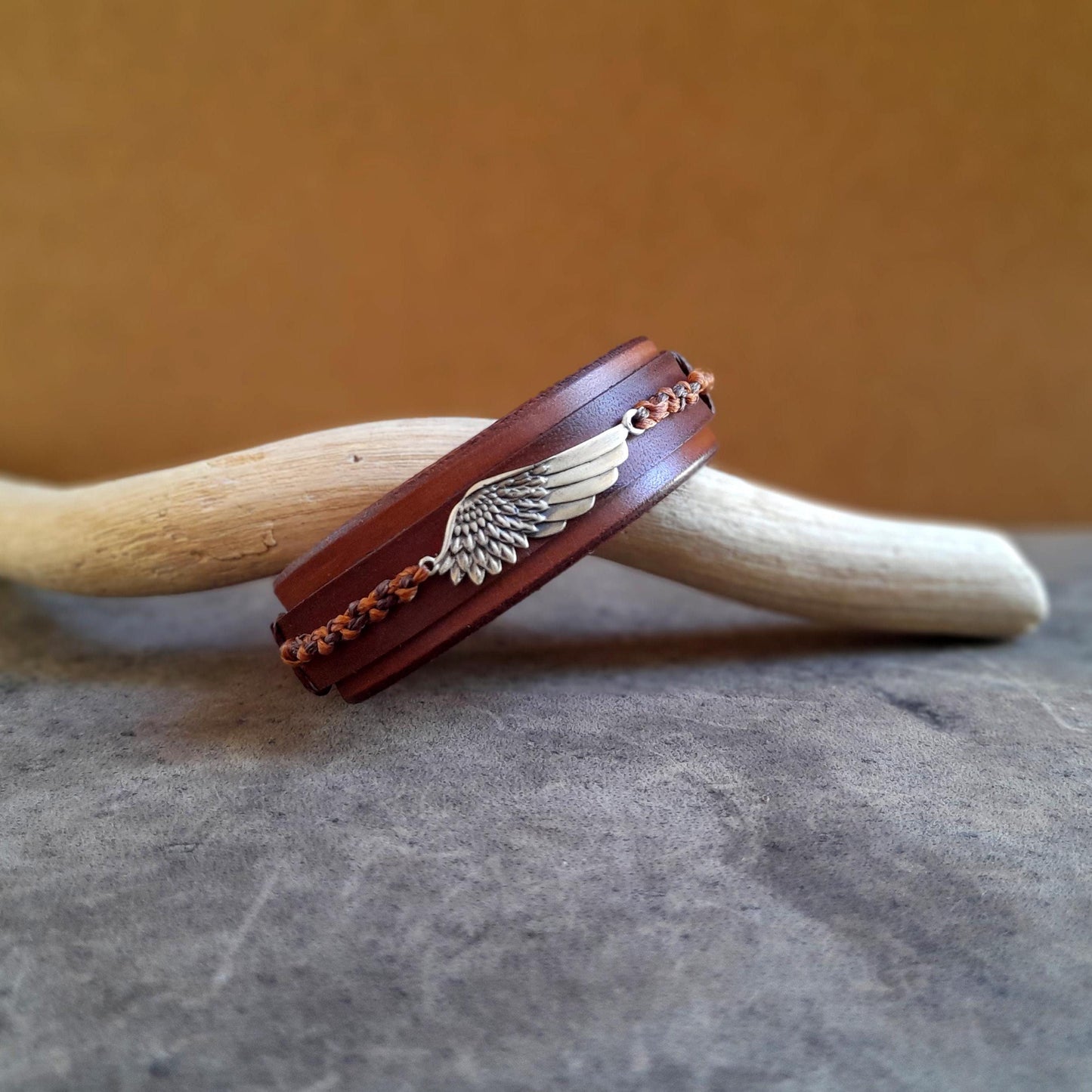 Angel Wing Leather Bracelet