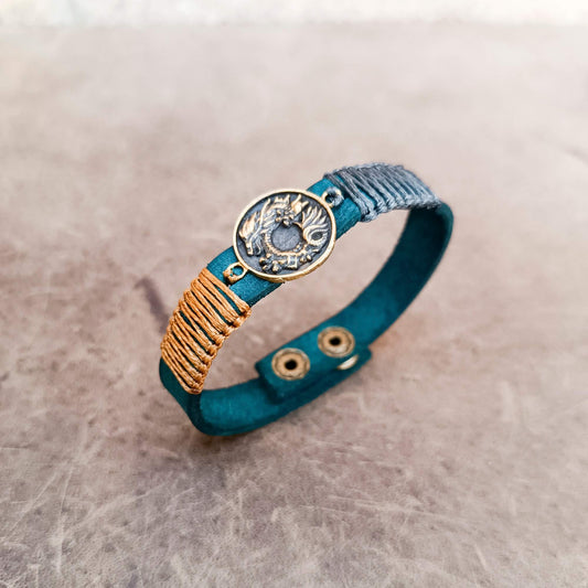 Minimalist Chinese Dragon Braided Leather Bracelet