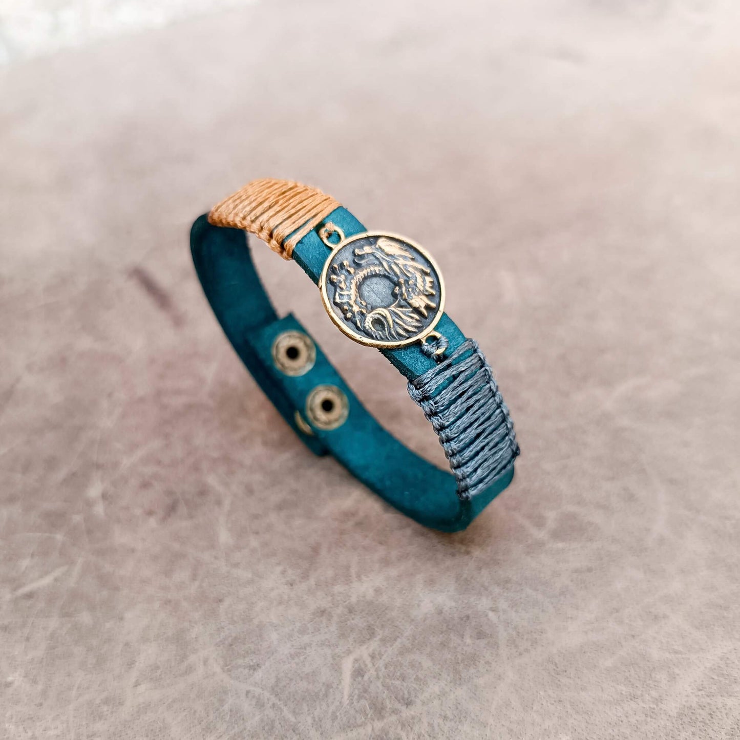 Minimalist Chinese Dragon Braided Leather Bracelet