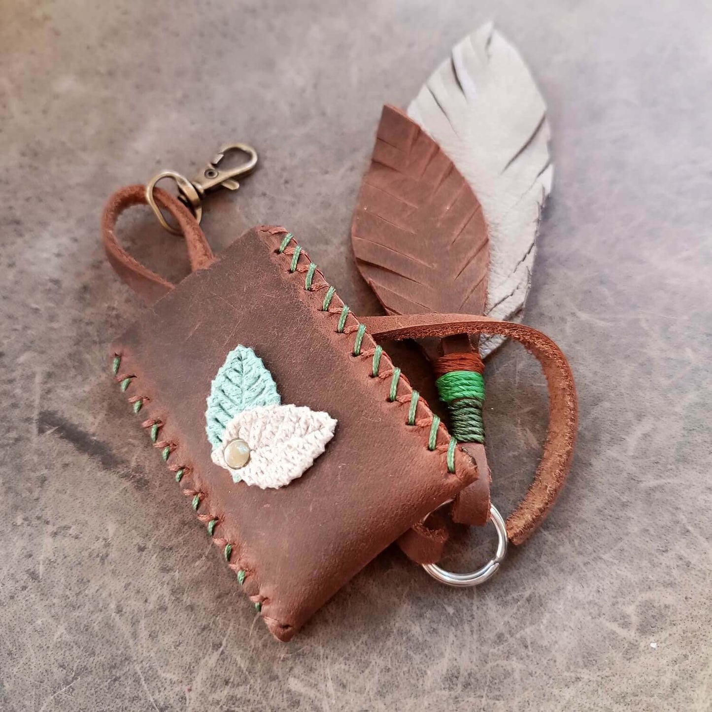 omamori pouch with feathers