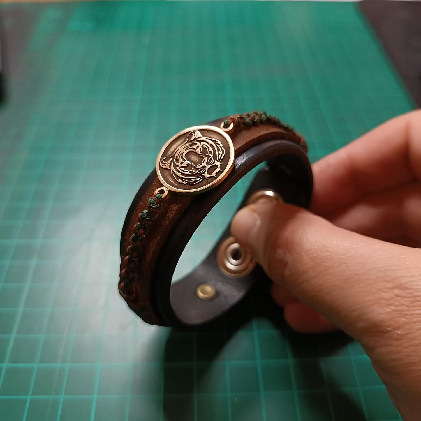 Tiger Leather Bracelet on the making